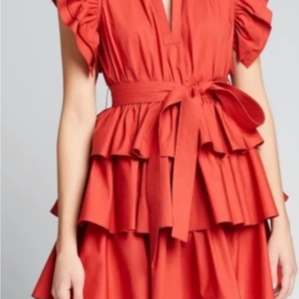 Ulla Johnson Ruffled Red Mini Dress Hornoria Coral Dress Red 2